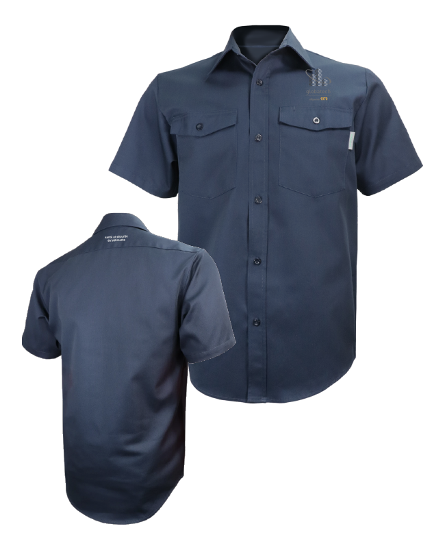 GLOBATECH - 650 chemise de travail m.c. unisexe - BR. 13122 (AVG) - BR. 13127 (NUQUE)