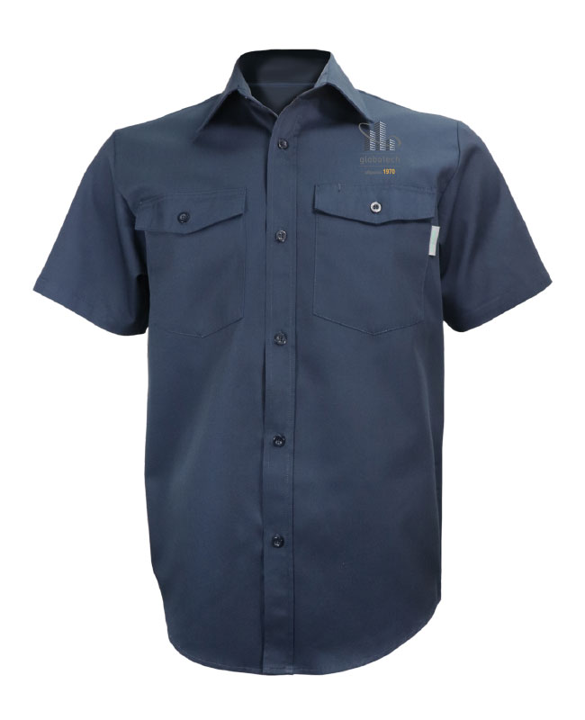 GLOBATECH - 650 L.S. Unisex Work Shirt (NAVY) - 13122 (AVG) + 13127 (NUQUE)