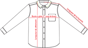 Charte de grandeur 147BDUS7 (S à 5XL) + TALL (M à 5XL)